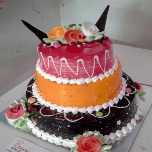 Step Cake with Flowers for same day delivery in Hyderabad